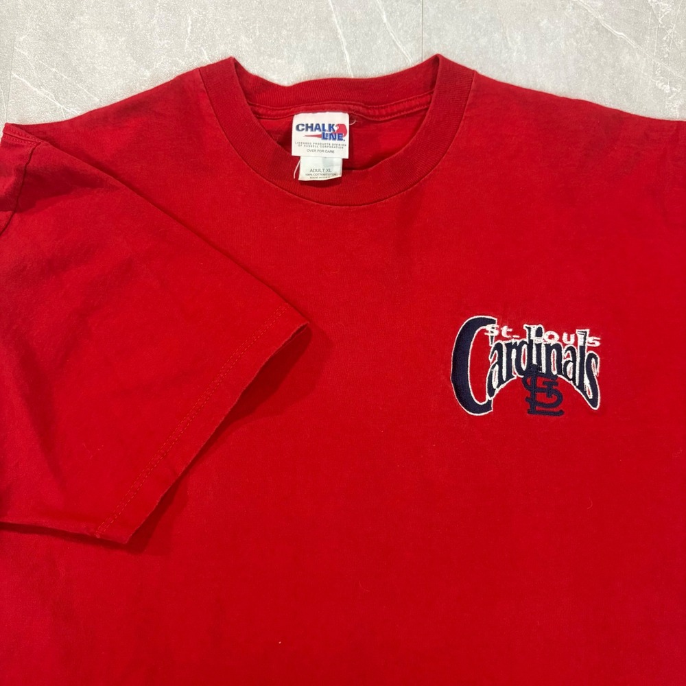 Vintage Chalk Line St Louis Cardinals T Shirt Men XL Red Embroidered Made in USA